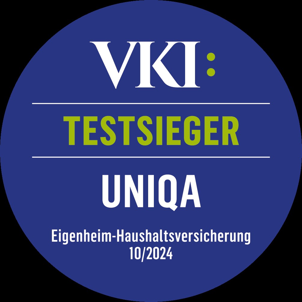 Plakette_Konsument-Testsieg UNIQA HHV Wohnen &Freizeit